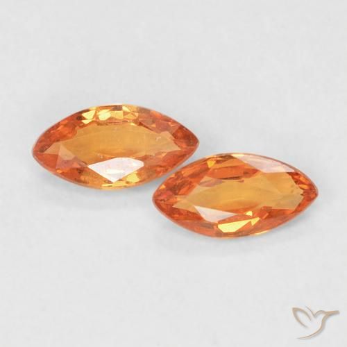 0.35 ct Loose Orange Sapphire, 5 x 2.6 mm Marquise Cut From Tanzania, Photo A
