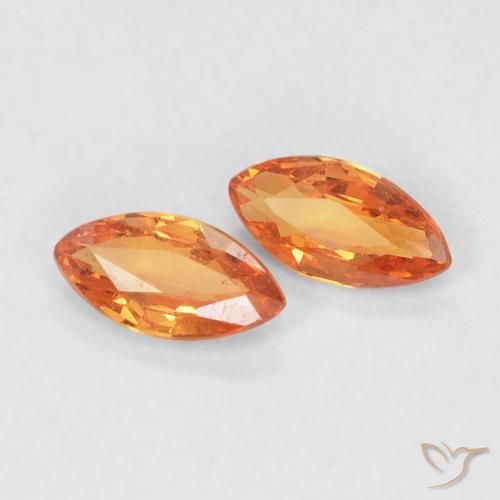 0.35 ctw Orange Sapphire Stones, Natural Sapphire in Marquise Facet Shape for Sale