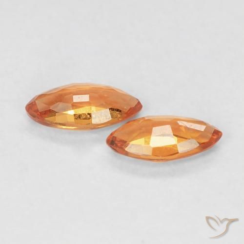 Sapphire Gemstones in 5 x 2.5 mm (calibrated) Size for Sale, Sapphire Stones in Reddish Orange Color