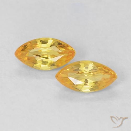 0.4 ct Yellow Sapphire, 4.9 x 2.5 mm Marquise Cut From Tanzania, Photo A