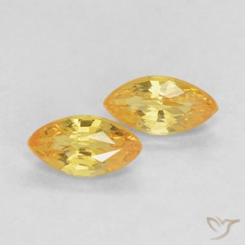 0.40 ctw Yellow Sapphire Stones, Natural Sapphire in Marquise Facet Shape for Sale