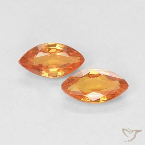 0.36 ct Loose Orange Sapphire, 4.8 x 2.5 mm Marquise Cut From Tanzania, Photo A