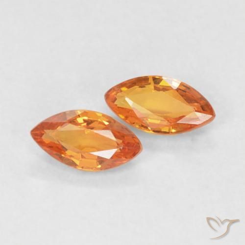 0.36 ctw Orange Sapphire Stones, Natural Sapphire in Marquise Facet Shape for Sale