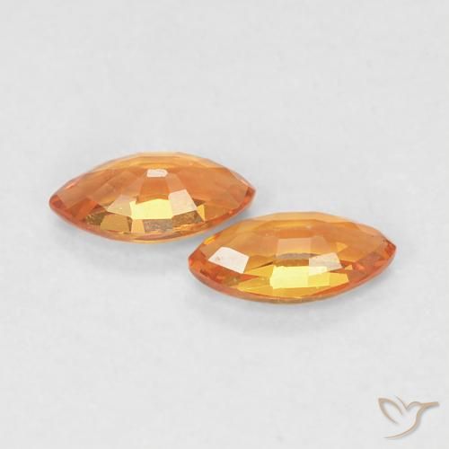 Sapphire Gemstones in 5 x 2.5 mm (calibrated) Size for Sale, Sapphire Stones in Reddish Orange Color
