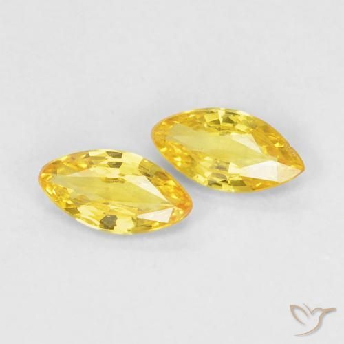 0.32 ctw Yellow Sapphire Stones, Natural Sapphire in Marquise Facet Shape for Sale