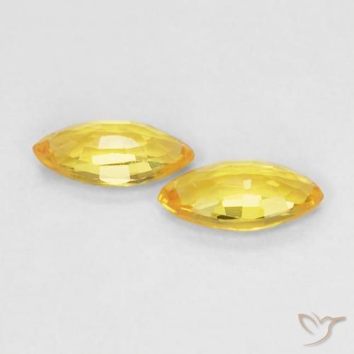 Sapphire Gemstones in 5.1 x 2.6 mm Size for Sale, Sapphire Stones in Light Honey Yellow Color