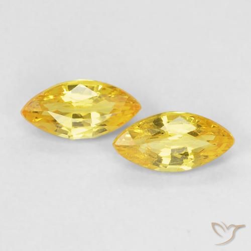 Zafiro amarillo suelto de 0,42 quilates, talla marquesa de 5,3 x 2,6 mm de Tanzania, Photo A