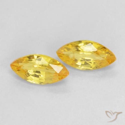 0.42 ctw Yellow Sapphire Stones, Natural Sapphire in Marquise Facet Shape for Sale
