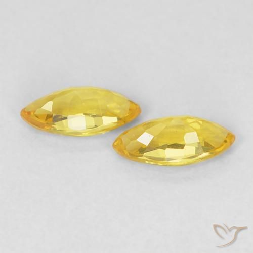 Sapphire Gemstones in 5.3 x 2.6 mm Size for Sale, Sapphire Stones in Medium Yellow Color
