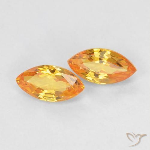 0.44 ct Loose Orange Sapphire, 5 x 2.6 mm Marquise Cut From Tanzania, Photo A