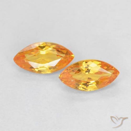 0.44 ctw Orange Sapphire Stones, Natural Sapphire in Marquise Facet Shape for Sale