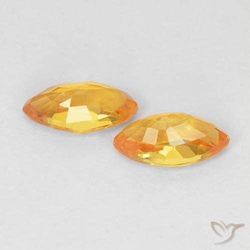 Sapphire Gemstones in 5 x 2.5 mm (calibrated) Size for Sale, Sapphire Stones in Medium Orange Color