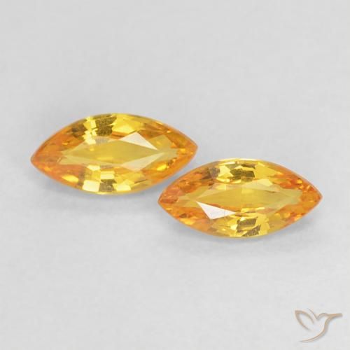 0.37ctw Natural Orange-Gold Sapphire, Marquise, VVS-VS
