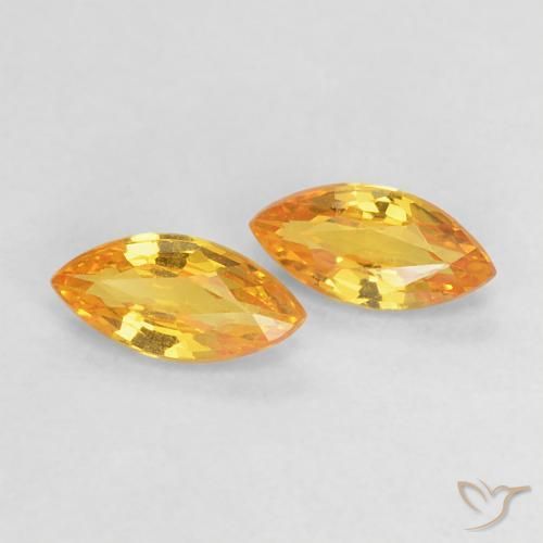 0.37 ctw Golden Sapphire Stones, Natural Sapphire in Marquise Facet Shape for Sale