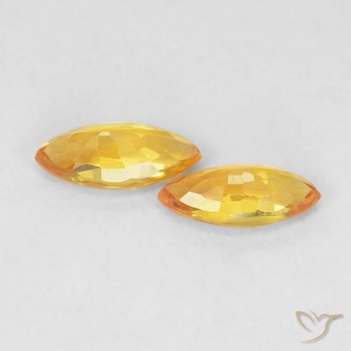 Sapphire Gemstones in 5 x 2.5 mm (calibrated) Size for Sale, Sapphire Stones in Orange-Gold Color