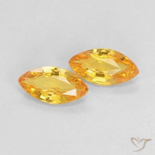 0.37 ctw Golden Sapphire Stones, Natural Sapphire in Marquise Facet Shape for Sale