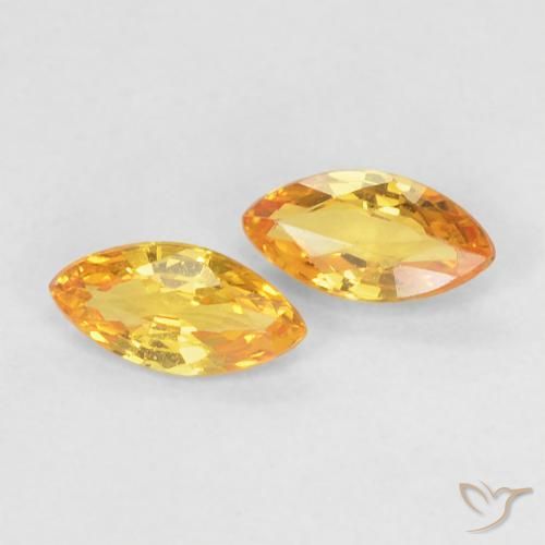 0.38 ctw Golden Sapphire Stones, Natural Sapphire in Marquise Facet Shape for Sale