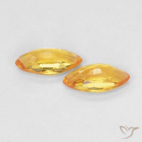 Sapphire Gemstones in 5 x 2.5 mm (calibrated) Size for Sale, Sapphire Stones in Orange-Gold Color
