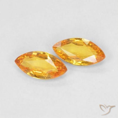 0.34 ctw Golden Sapphire Stones, Natural Sapphire in Marquise Facet Shape for Sale