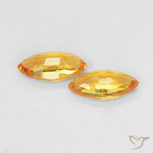 Sapphire Gemstones in 5 x 2.5 mm (calibrated) Size for Sale, Sapphire Stones in Orange-Gold Color