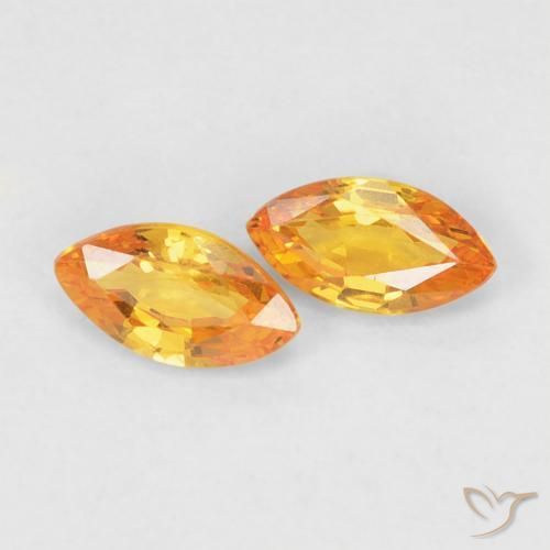 0.41 ctw Golden Sapphire Stones, Natural Sapphire in Marquise Facet Shape for Sale