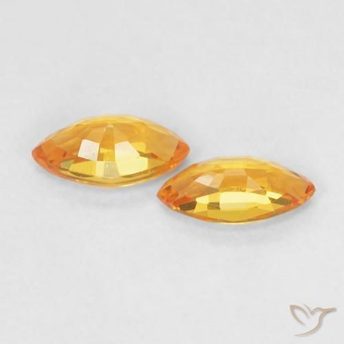 Sapphire Gemstones in 5 x 2.8 mm Size for Sale, Sapphire Stones in Medium Orange Color
