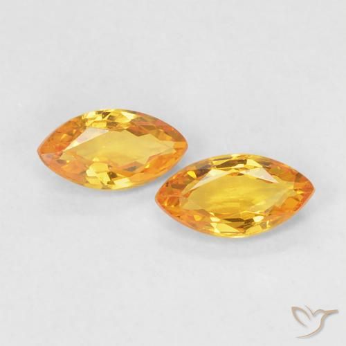 0.39 ct Yellow Sapphire, 5 x 2.6 mm Marquise Cut From Tanzania, Photo A