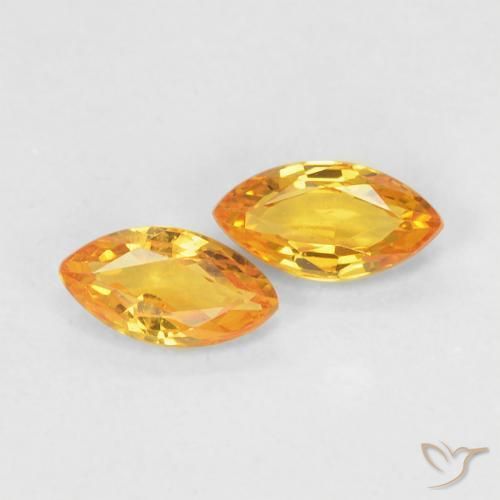 0.39 ctw Golden Sapphire Stones, Natural Sapphire in Marquise Facet Shape for Sale