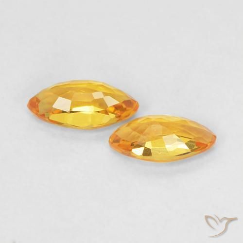 Sapphire Gemstones in 5 x 2.5 mm (calibrated) Size for Sale, Sapphire Stones in Golden Orange Color