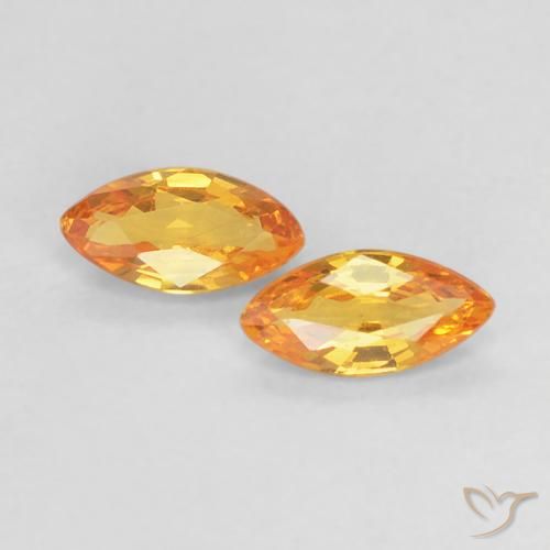 0.36 ct Loose Orange Sapphire, 5.1 x 2.5 mm Marquise Cut From Tanzania, Photo A
