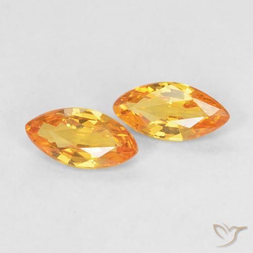 0.36 ctw Orange Sapphire Stones, Natural Sapphire in Marquise Facet Shape for Sale