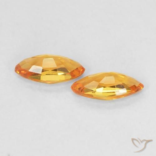 Sapphire Gemstones in 5 x 2.5 mm (calibrated) Size for Sale, Sapphire Stones in Apricot Orange Color