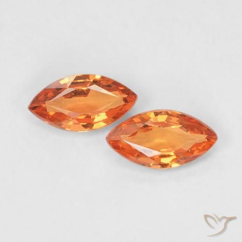 0.37 ct Loose Orange Sapphire, 5 x 2.7 mm Marquise Cut From Tanzania, Photo A