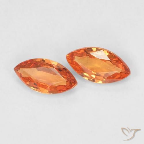 0.37 ctw Orange Sapphire Stones, Natural Sapphire in Marquise Facet Shape for Sale