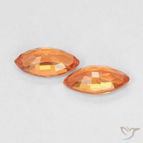 Sapphire Gemstones in 5 x 2.7 mm Size for Sale, Sapphire Stones in Bright Orange Color