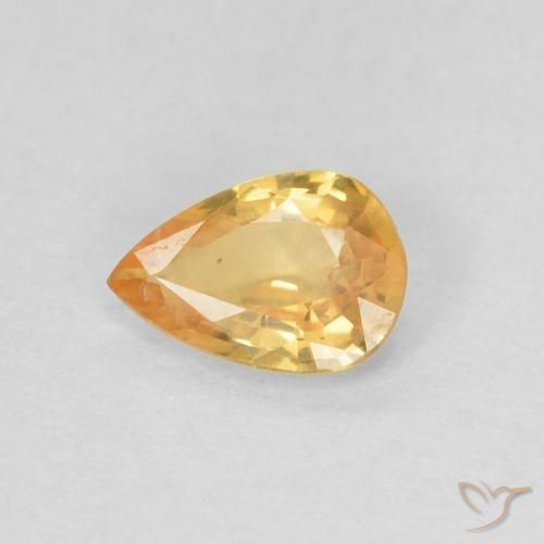 0.39 ct Golden Sapphire Stone, Natural Sapphire in Pear Facet Shape for Sale