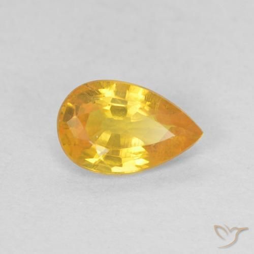 0.50ct Natural Medium Orange Sapphire, Pear Shape, VS