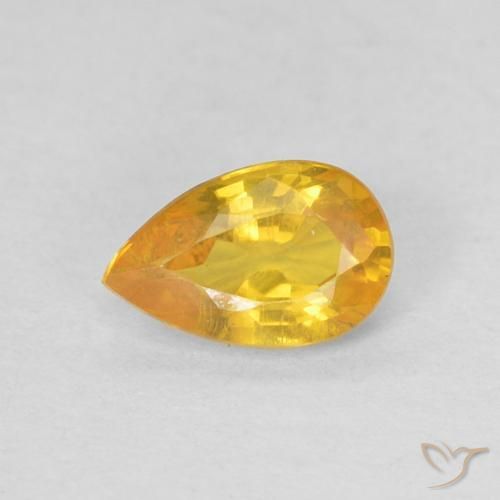 0.50 ct Golden Sapphire Stone, Natural Sapphire in Pear Facet Shape for Sale