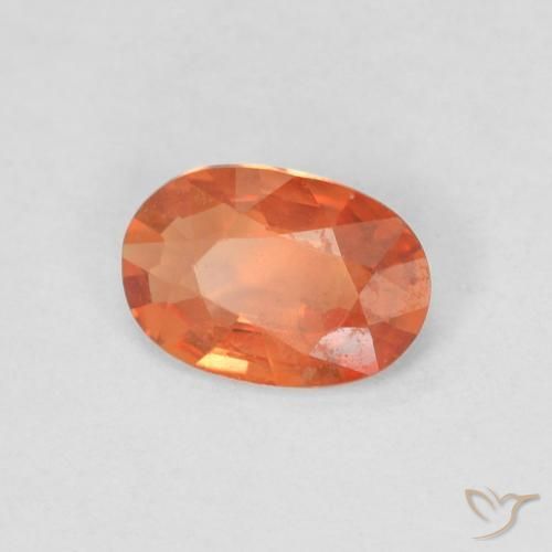 0.41 ct Orange Sapphire Stone, Natural Sapphire in Oval Facet Shape for Sale