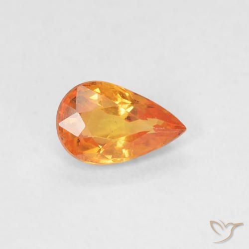 0.52 ct Orange Sapphire Stone, Natural Sapphire in Pear Facet Shape for Sale