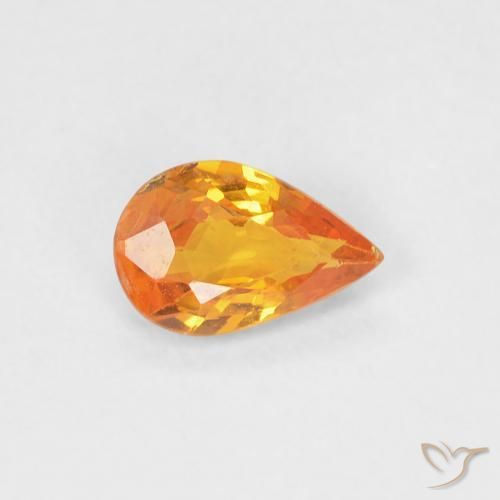 0.43 ct Orange Sapphire Stone, Natural Sapphire in Pear Facet Shape for Sale
