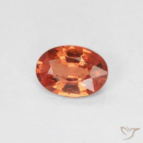 0.48 ct Orange Sapphire Stone, Natural Sapphire in Oval Facet Shape for Sale