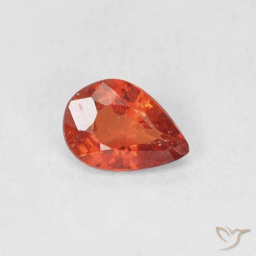 0.44 ct Orange Sapphire Stone, Natural Sapphire in Pear Facet Shape for Sale