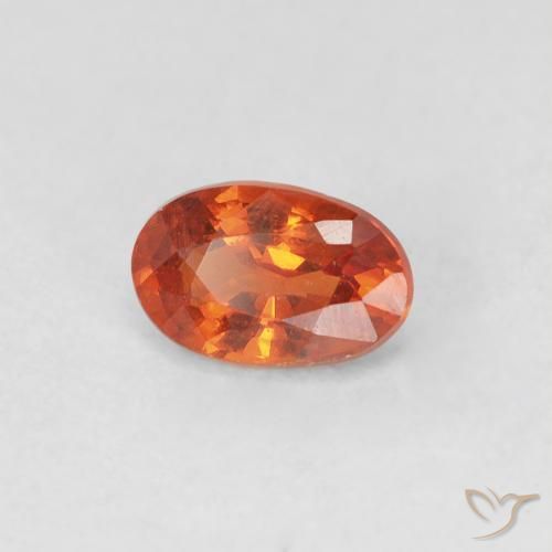 0.55 ct Orange Sapphire Stone, Natural Sapphire in Oval Facet Shape for Sale