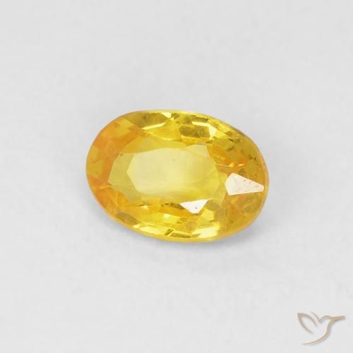 0.57 ct Golden Sapphire Stone, Natural Sapphire in Oval Facet Shape for Sale