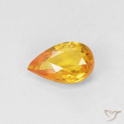 0.48ct Natural Medium Orange Sapphire, Pear Shape, VVS-VS
