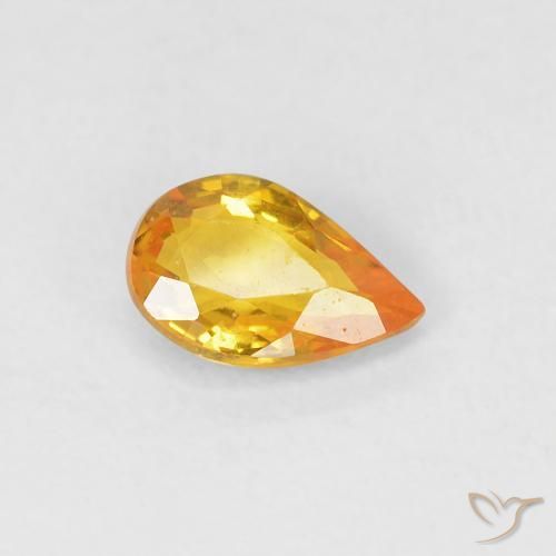 0.48 ct Golden Sapphire Stone, Natural Sapphire in Pear Facet Shape for Sale