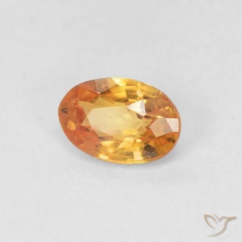 0.55 ct Orange Sapphire Stone, Natural Sapphire in Oval Facet Shape for Sale