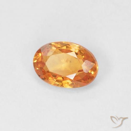 0.53 ct Orange Sapphire Stone, Natural Sapphire in Oval Facet Shape for Sale