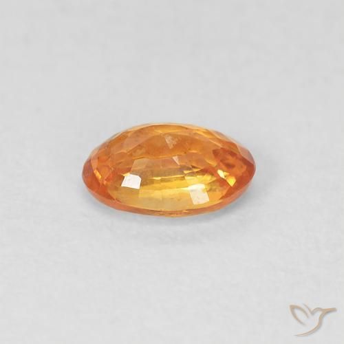 Sapphire Gemstone in 5.6 x 3.9 mm Size for Sale, Sapphire Stone in Medium Orange Color